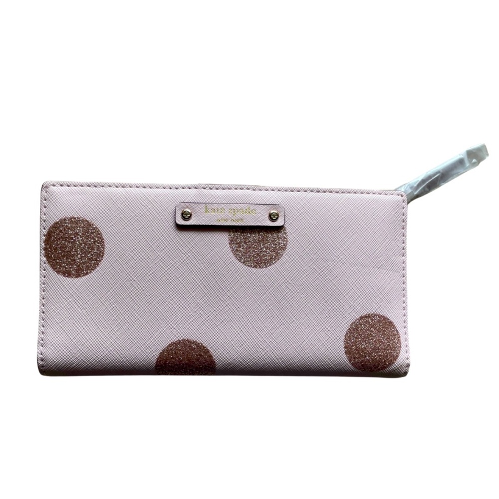 Kate Spade Haven Lane Stacy Wallet – Light Pink Glitter Polka Dot – RARE NWOT